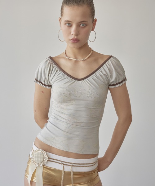 SCULPTOR(スカルプター)の「Tourist Scoop Back Tee(Tシャツ/カットソー・レディース・アイボリー/ライトブルー・SMALL/X-SMALL/LARGE/MEDIUM)」の11枚目の写真
