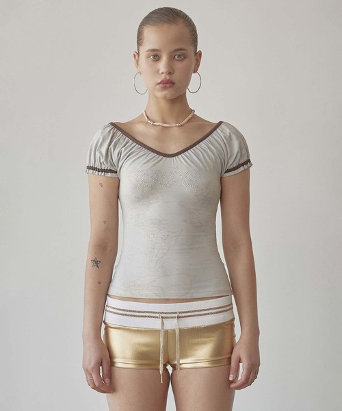 SCULPTOR(スカルプター)の「Tourist Scoop Back Tee(Tシャツ/カットソー・レディース・アイボリー/ライトブルー・SMALL/X-SMALL/LARGE/MEDIUM)」の13枚目の写真