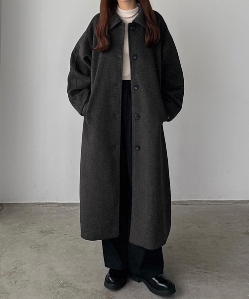セール】ボリュームスリーブステンカラーロングコート（ステンカラー