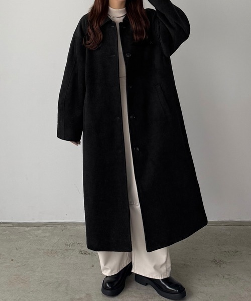 セール】ボリュームスリーブステンカラーロングコート（ステンカラー