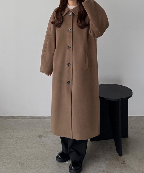 セール】ボリュームスリーブステンカラーロングコート（ステンカラー