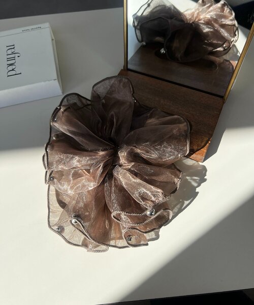 CAPRICIEUX LE'MAGE（カプリシューレマージュ）の「〈GOLDY/ゴールディ〉オーガンジーシルバードットシュシュ（シュシュ・レディース・ブルー/ホワイト/ブラウン/ピンク・FREE）」の13枚目の写真