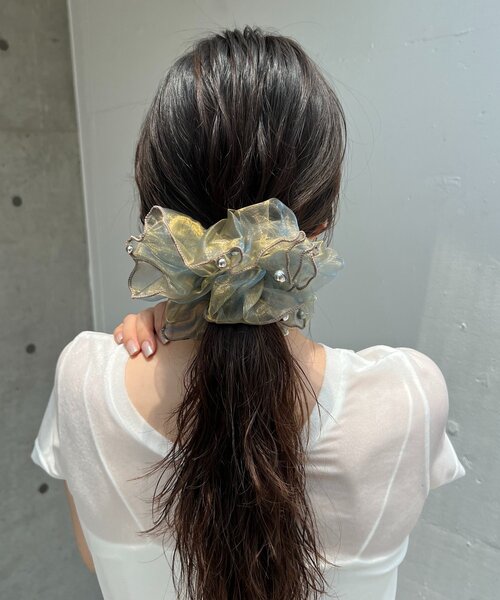 CAPRICIEUX LE'MAGE（カプリシューレマージュ）の「〈GOLDY/ゴールディ〉オーガンジーシルバードットシュシュ（シュシュ・レディース・ブルー/ホワイト/ブラウン/ピンク・FREE）」の14枚目の写真