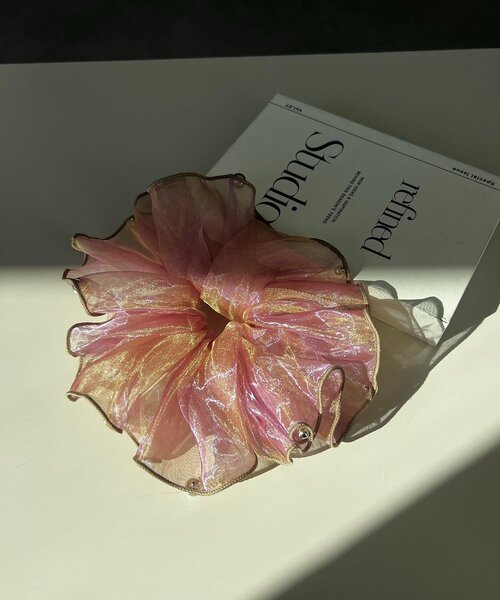 CAPRICIEUX LE'MAGE（カプリシューレマージュ）の「〈GOLDY/ゴールディ〉オーガンジーシルバードットシュシュ（シュシュ・レディース・ブルー/ホワイト/ブラウン/ピンク・FREE）」の16枚目の写真