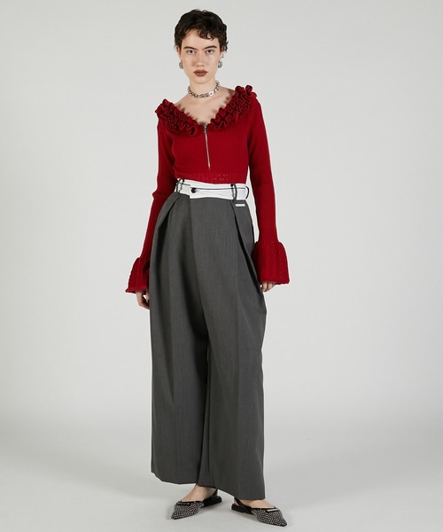 PRANK PROJECT(プランクプロジェクト)の「マーベルトアシメタックパンツ / Marble Asymmetrical Pants(その他パンツ・レディース・グレー/ブラック・38/36)」の7枚目の写真