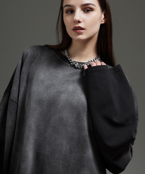 cussil（クシル）の「【cussil/クシル】フェードグラデーションガーメントダイ長袖Tシャツ(ロンT)（Tシャツ/カットソー・メンズ・ブラック系/ブルー系/ブラウン系/グレー系・S/M/L）」の12枚目の写真