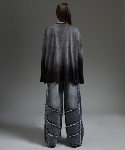 cussil（クシル）の「【cussil/クシル】フェードグラデーションガーメントダイ長袖Tシャツ(ロンT)（Tシャツ/カットソー・メンズ・ブラック系/ブルー系/ブラウン系/グレー系・S/M/L）」の14枚目の写真