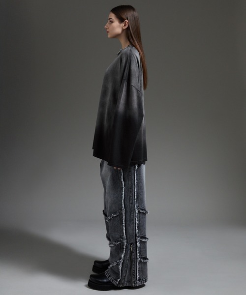 cussil（クシル）の「【cussil/クシル】フェードグラデーションガーメントダイ長袖Tシャツ(ロンT)（Tシャツ/カットソー・メンズ・ブラック系/ブルー系/ブラウン系/グレー系・S/M/L）」の15枚目の写真