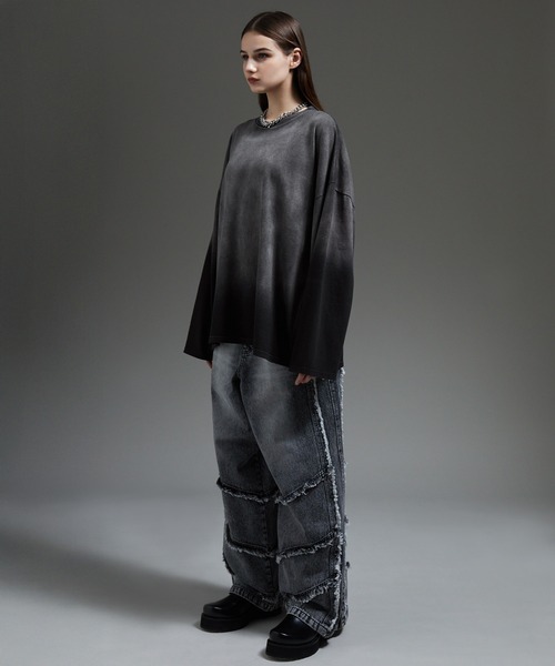 cussil（クシル）の「【cussil/クシル】フェードグラデーションガーメントダイ長袖Tシャツ(ロンT)（Tシャツ/カットソー・メンズ・ブラック系/ブルー系/ブラウン系/グレー系・S/M/L）」の16枚目の写真