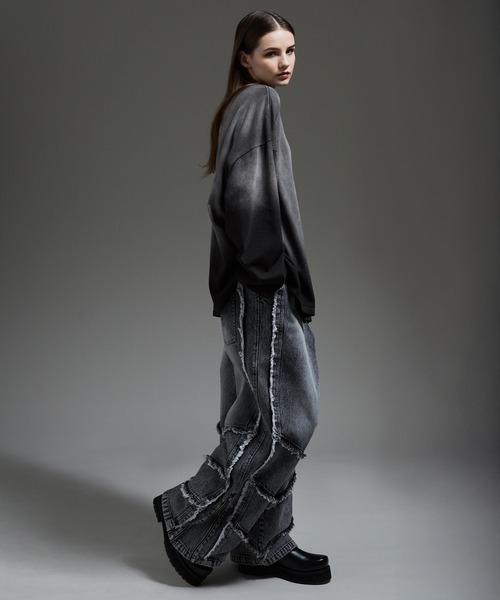 cussil（クシル）の「【cussil/クシル】フェードグラデーションガーメントダイ長袖Tシャツ(ロンT)（Tシャツ/カットソー・メンズ・ブラック系/ブルー系/ブラウン系/グレー系・S/M/L）」の18枚目の写真