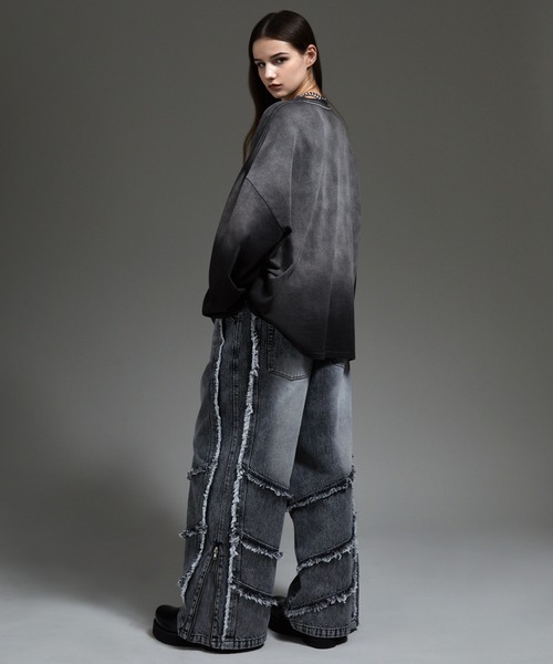 cussil（クシル）の「【cussil/クシル】フェードグラデーションガーメントダイ長袖Tシャツ(ロンT)（Tシャツ/カットソー・メンズ・ブラック系/ブルー系/ブラウン系/グレー系・S/M/L）」の19枚目の写真