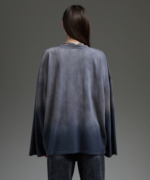 cussil（クシル）の「【cussil/クシル】フェードグラデーションガーメントダイ長袖Tシャツ(ロンT)（Tシャツ/カットソー・メンズ・ブラック系/ブルー系/ブラウン系/グレー系・S/M/L）」の21枚目の写真