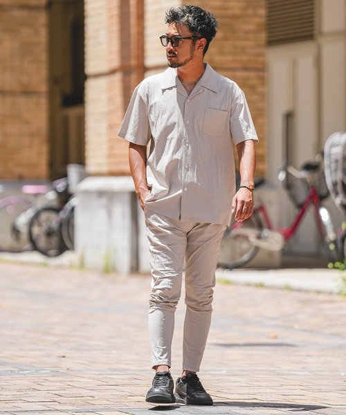 adamsJUGGLER（アダムスジャグラー）の「RTEGヘイイングショートシャツ（シャツ/ブラウス・メンズ・ベージュ/ブラック・M/L/XL）」の6枚目の写真