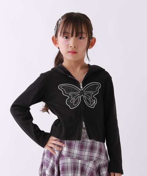 10C REPIPI（ジューシーレピピ）の「【10C REPIPI】バタフライZIPフーディ（Tシャツ/カットソー・キッズ・ブラック/パープル/ホワイト・120cm/130cm/110cm）」の2枚目の写真