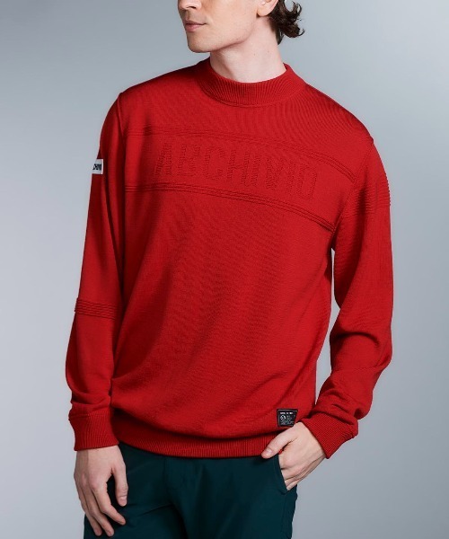 archivio(アルチビオ)の「<MENS>【メンズ】ウール100%地柄編みロゴニット(ニット/セーター・メンズ・カーキ/ブラック/ホワイト/レッド・L/M)」の4枚目の写真