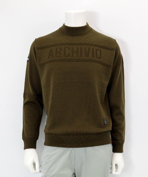 archivio(アルチビオ)の「<MENS>【メンズ】ウール100%地柄編みロゴニット(ニット/セーター・メンズ・カーキ/ブラック/ホワイト/レッド・L/M)」の1枚目の写真