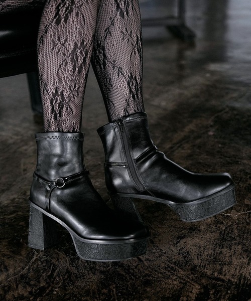 HARE(ハレ)の「ガラソールチャンキーブーツ(HARE)(ブーツ・レディース・ネイビー/ブラック/ブラウン/グレー・LARGE/MEDIUM/SMALL)」の17枚目の写真