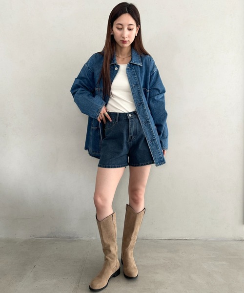MYMOOD.（マイムード）の「スウェード風ローヒールロングブーツ（ブーツ・レディース・ベージュ/ブラック・23.5cm/24.5cm）」の21枚目の写真