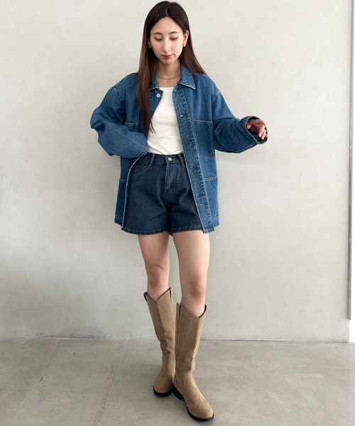 MYMOOD.（マイムード）の「スウェード風ローヒールロングブーツ（ブーツ・レディース・ベージュ/ブラック・23.5cm/24.5cm）」の22枚目の写真