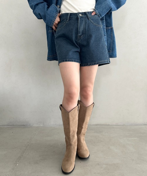MYMOOD.（マイムード）の「スウェード風ローヒールロングブーツ（ブーツ・レディース・ベージュ/ブラック・23.5cm/24.5cm）」の18枚目の写真