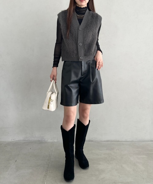 MYMOOD.（マイムード）の「スウェード風ローヒールロングブーツ（ブーツ・レディース・ベージュ/ブラック・23.5cm/24.5cm）」の12枚目の写真