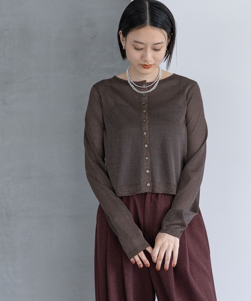 A part by（アパートバイ）の「ラメシアークルーカーディガン（カーディガン/ボレロ・レディース・ライトベージュ/ライトブラウン/グレー系その他2・FREE）」の2枚目の写真