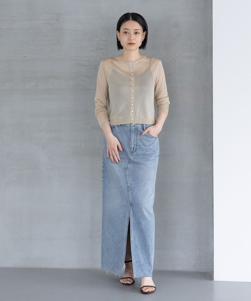 A part by（アパートバイ）の「ラメシアークルーカーディガン（カーディガン/ボレロ・レディース・ライトベージュ/ライトブラウン/グレー系その他2・FREE）」の4枚目の写真