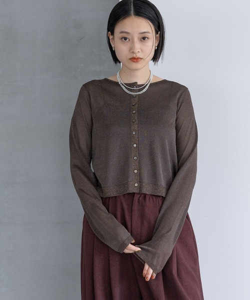 A part by（アパートバイ）の「ラメシアークルーカーディガン（カーディガン/ボレロ・レディース・ライトベージュ/ライトブラウン/グレー系その他2・FREE）」の16枚目の写真