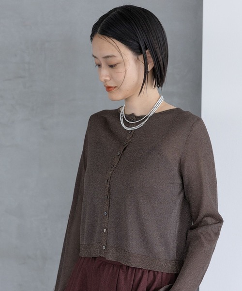 A part by（アパートバイ）の「ラメシアークルーカーディガン（カーディガン/ボレロ・レディース・ライトベージュ/ライトブラウン/グレー系その他2・FREE）」の18枚目の写真