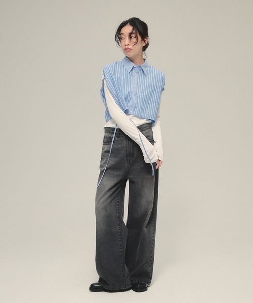 eL（エル）の「【eL】Sheer Fit Rib Pullover LS/583675（Tシャツ/カットソー・レディース・ブラック/ライトブルー/オフホワイト/レッド/ボルドー・FREE）」の6枚目の写真