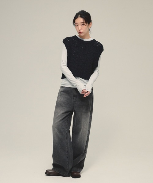 eL（エル）の「【eL】Sheer Fit Rib Pullover LS/583675（Tシャツ/カットソー・レディース・ブラック/ライトブルー/オフホワイト/レッド/ボルドー・FREE）」の21枚目の写真