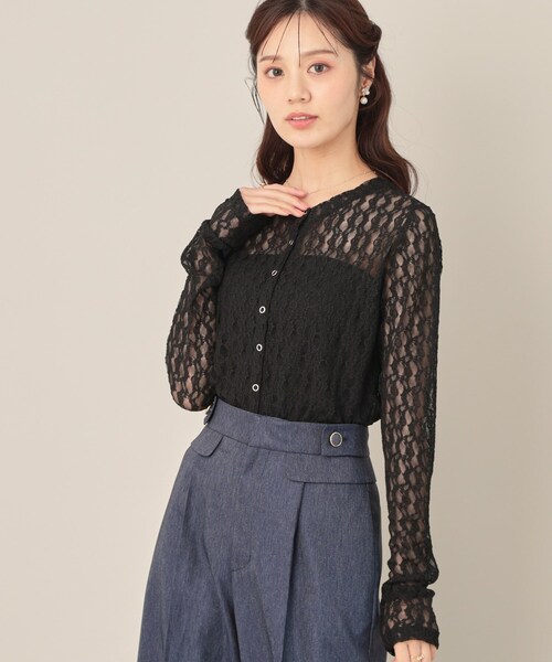 couture brooch（クチュールブローチ）の「レースリングドットカーディガン（カーディガン/ボレロ・レディース・アイボリー/ブラック/ダークブラウン・38）」の2枚目の写真