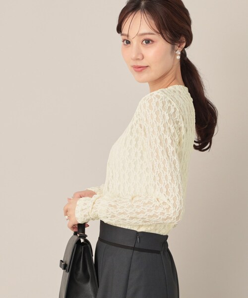 couture brooch（クチュールブローチ）の「レースリングドットカーディガン（カーディガン/ボレロ・レディース・アイボリー/ブラック/ダークブラウン・38）」の8枚目の写真