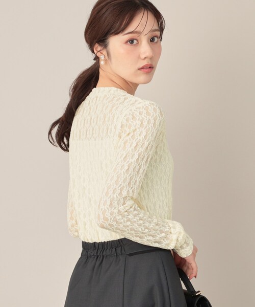 couture brooch（クチュールブローチ）の「レースリングドットカーディガン（カーディガン/ボレロ・レディース・アイボリー/ブラック/ダークブラウン・38）」の9枚目の写真