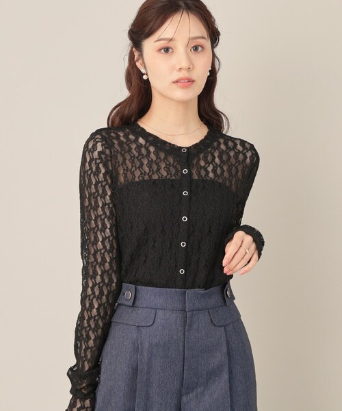 couture brooch（クチュールブローチ）の「レースリングドットカーディガン（カーディガン/ボレロ・レディース・アイボリー/ブラック/ダークブラウン・38）」の14枚目の写真