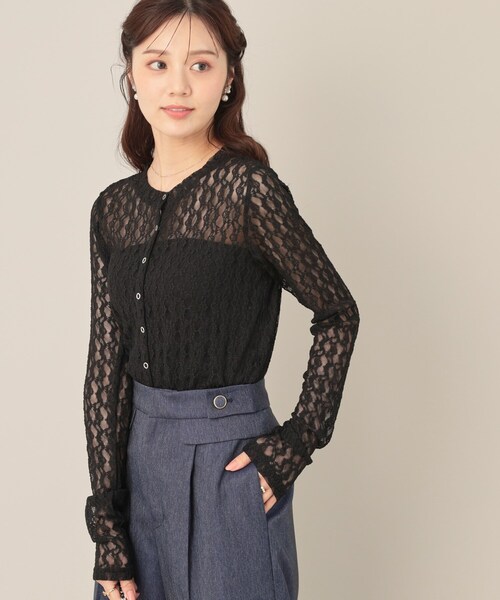 couture brooch（クチュールブローチ）の「レースリングドットカーディガン（カーディガン/ボレロ・レディース・アイボリー/ブラック/ダークブラウン・38）」の15枚目の写真