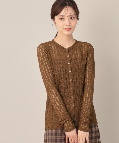 couture brooch（クチュールブローチ）の「レースリングドットカーディガン（カーディガン/ボレロ・レディース・アイボリー/ブラック/ダークブラウン・38）」の21枚目の写真