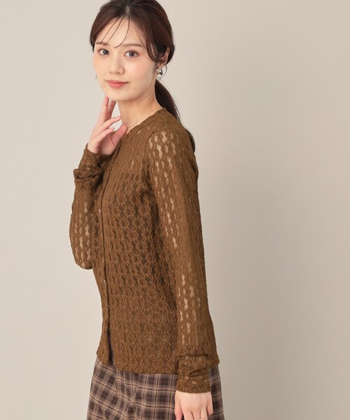 couture brooch（クチュールブローチ）の「レースリングドットカーディガン（カーディガン/ボレロ・レディース・アイボリー/ブラック/ダークブラウン・38）」の22枚目の写真