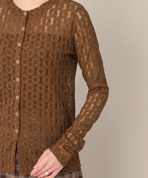 couture brooch（クチュールブローチ）の「レースリングドットカーディガン（カーディガン/ボレロ・レディース・アイボリー/ブラック/ダークブラウン・38）」の4枚目の写真