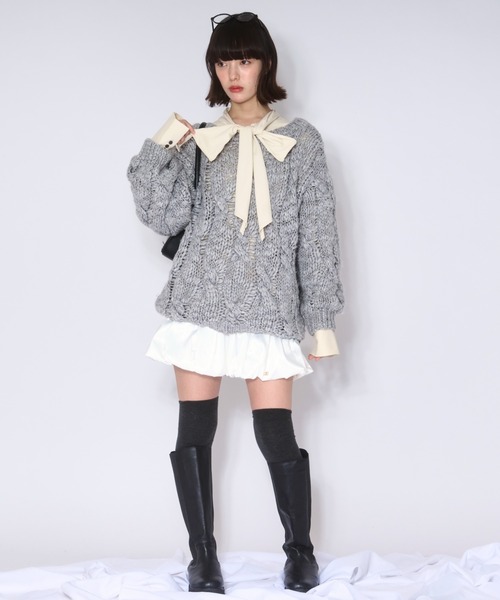 セール】loose volume 2way knit / ルーズボリュームツーウェイニット