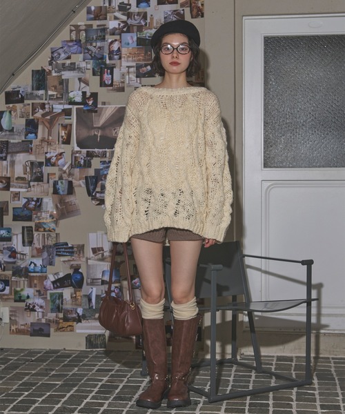 loin nuit（ロワンニュイ）の「loose volume 2way knit / ルーズボリュームツーウェイニット（ニット/セーター・レディース・アイボリー/ライトブルー/グレー・FREE）」の14枚目の写真