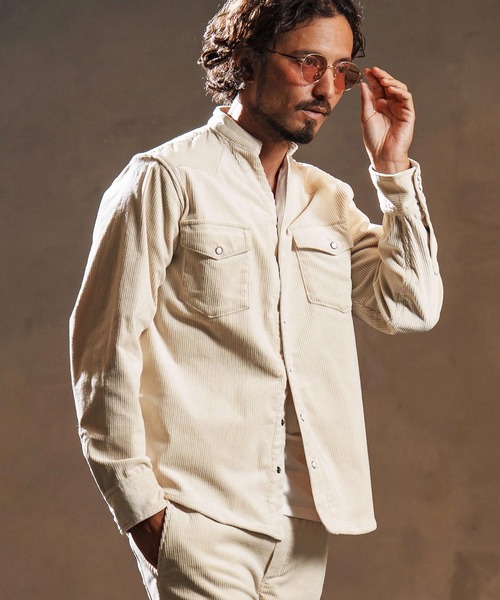 wjk reluxe（ダブルジェーケーリラックス）の「ms6196-stretch corduroy band collar western shirts ウェスタンシャツ(WR25W-20)（シャツ/ブラウス・メンズ・チャコール/サンドベージュ/アイボリー・L/M/S）」の3枚目の写真