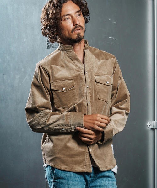wjk reluxe（ダブルジェーケーリラックス）の「ms6196-stretch corduroy band collar western shirts ウェスタンシャツ(WR25W-20)（シャツ/ブラウス・メンズ・チャコール/サンドベージュ/アイボリー・L/M/S）」の5枚目の写真