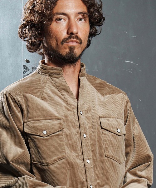 wjk reluxe（ダブルジェーケーリラックス）の「ms6196-stretch corduroy band collar western shirts ウェスタンシャツ(WR25W-20)（シャツ/ブラウス・メンズ・チャコール/サンドベージュ/アイボリー・L/M/S）」の6枚目の写真