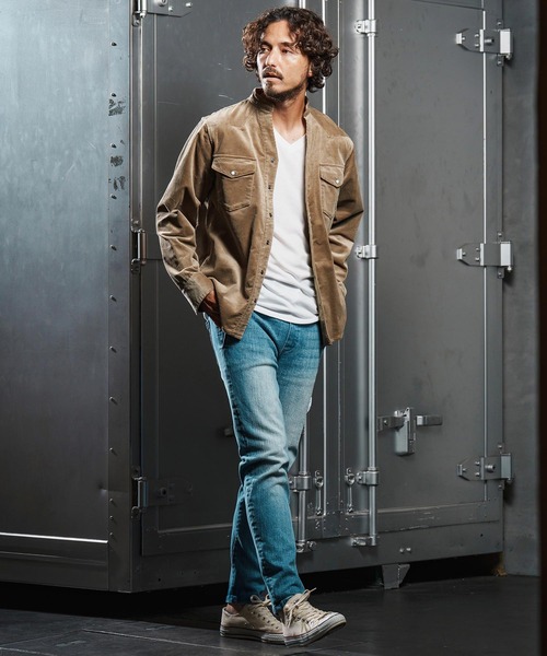 wjk reluxe（ダブルジェーケーリラックス）の「ms6196-stretch corduroy band collar western shirts ウェスタンシャツ(WR25W-20)（シャツ/ブラウス・メンズ・チャコール/サンドベージュ/アイボリー・L/M/S）」の8枚目の写真