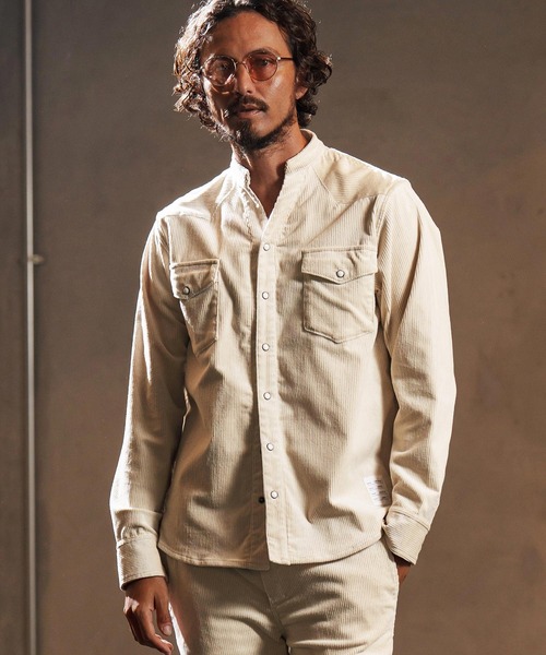 wjk reluxe（ダブルジェーケーリラックス）の「ms6196-stretch corduroy band collar western shirts ウェスタンシャツ(WR25W-20)（シャツ/ブラウス・メンズ・チャコール/サンドベージュ/アイボリー・L/M/S）」の11枚目の写真