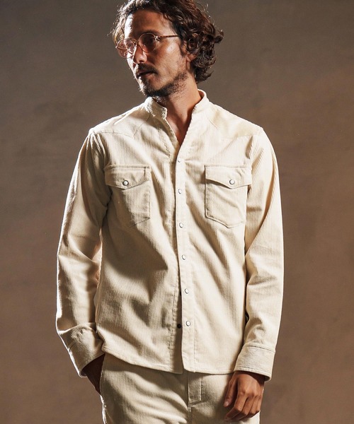 wjk reluxe（ダブルジェーケーリラックス）の「ms6196-stretch corduroy band collar western shirts ウェスタンシャツ(WR25W-20)（シャツ/ブラウス・メンズ・チャコール/サンドベージュ/アイボリー・L/M/S）」の12枚目の写真