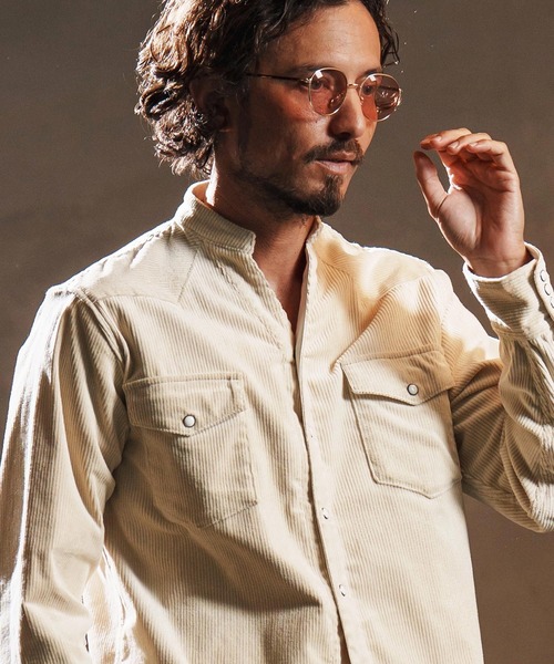 wjk reluxe（ダブルジェーケーリラックス）の「ms6196-stretch corduroy band collar western shirts ウェスタンシャツ(WR25W-20)（シャツ/ブラウス・メンズ・チャコール/サンドベージュ/アイボリー・L/M/S）」の13枚目の写真