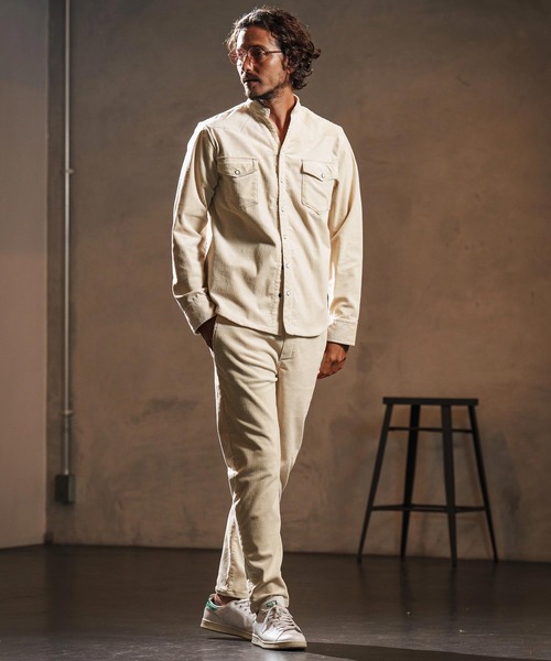 wjk reluxe（ダブルジェーケーリラックス）の「ms6196-stretch corduroy band collar western shirts ウェスタンシャツ(WR25W-20)（シャツ/ブラウス・メンズ・チャコール/サンドベージュ/アイボリー・L/M/S）」の14枚目の写真