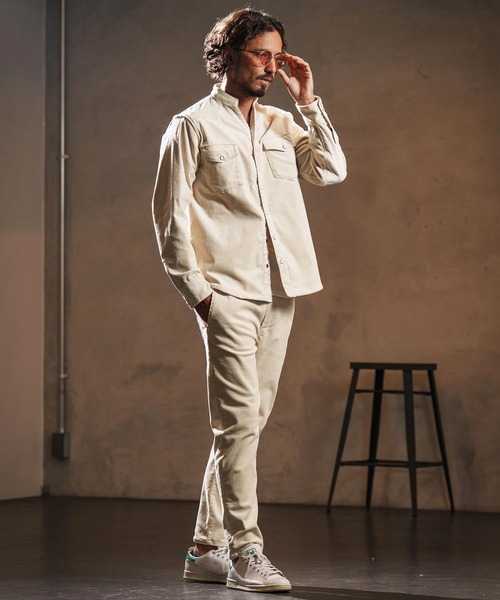 wjk reluxe（ダブルジェーケーリラックス）の「ms6196-stretch corduroy band collar western shirts ウェスタンシャツ(WR25W-20)（シャツ/ブラウス・メンズ・チャコール/サンドベージュ/アイボリー・L/M/S）」の16枚目の写真